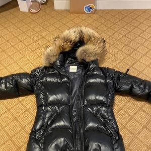SAM fur hooded down jacket. Size small.